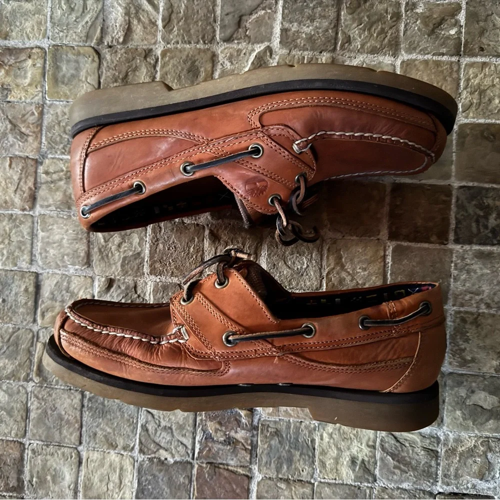 Timberlands Men's Brown Leather Boat Shoes